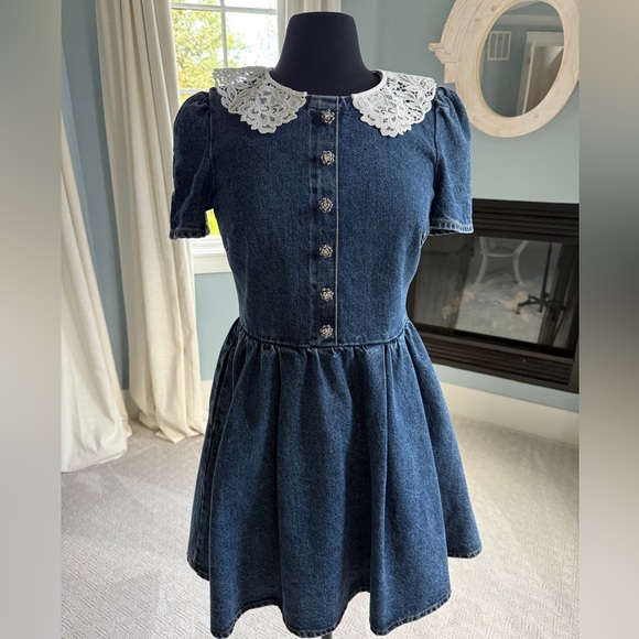 Self-Portrait Blue and White Lace Dress - Picture 1 of 5